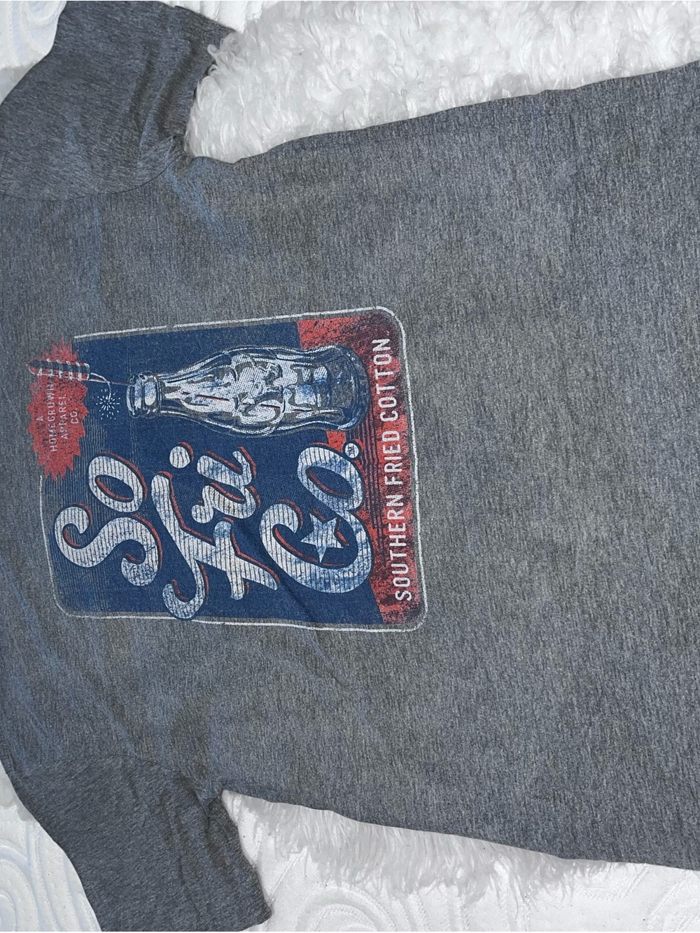 Southern Fried Cotton Grey Graphic Tee with Dark Print